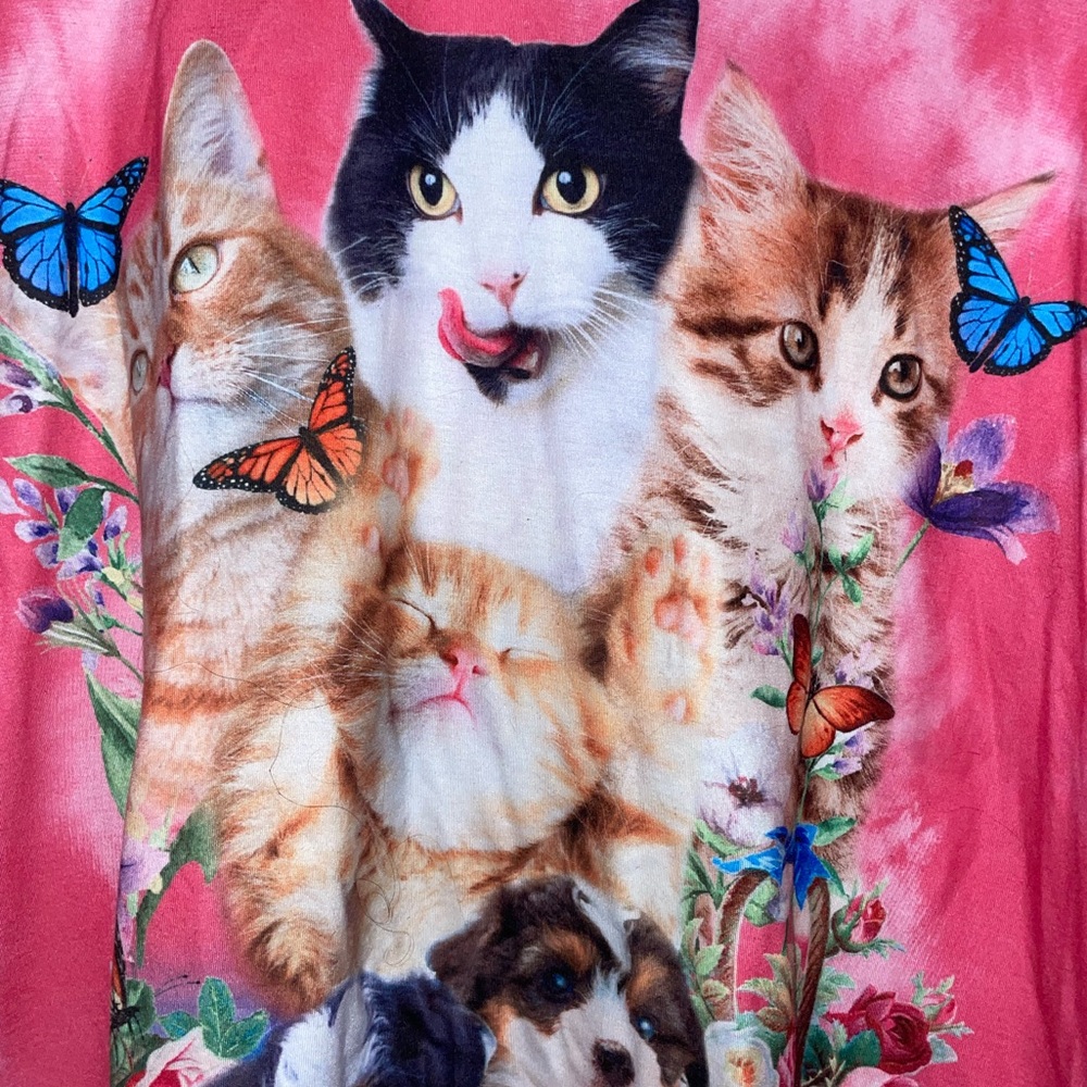 Shein Butterfly And Cat Print Woman’s Oversized Tee